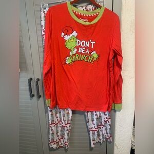 Dr. Seuss Grinch Christmas Long Sleeve Shirt Sz L & Feeling Elfish Pants M-L